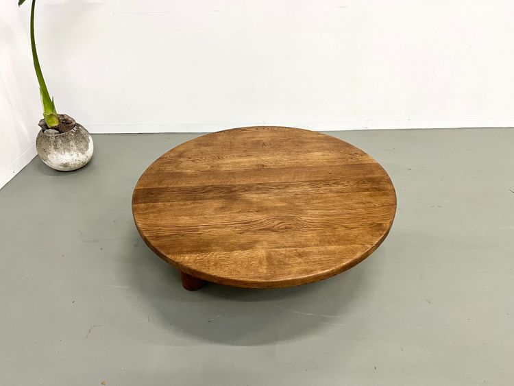 Circular modernist oak coffee table