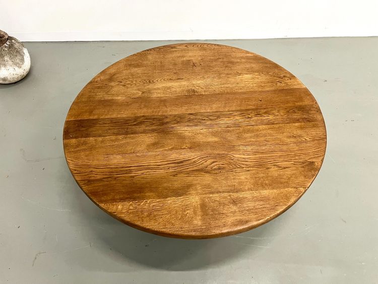 Circular modernist oak coffee table