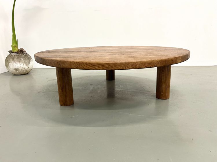 Circular modernist oak coffee table