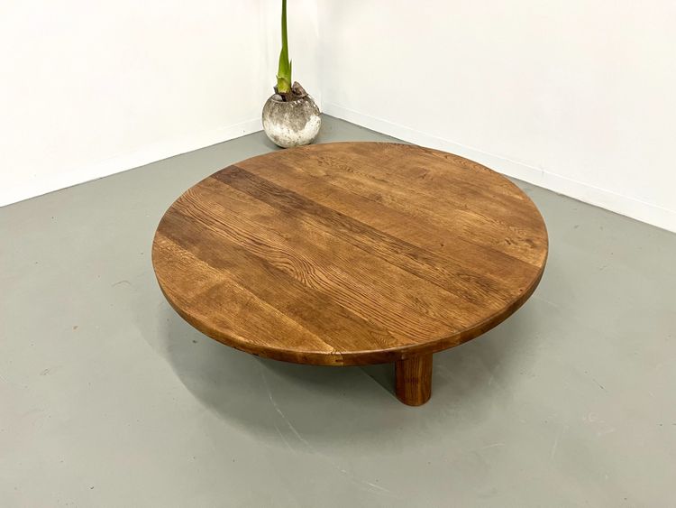 Circular modernist oak coffee table