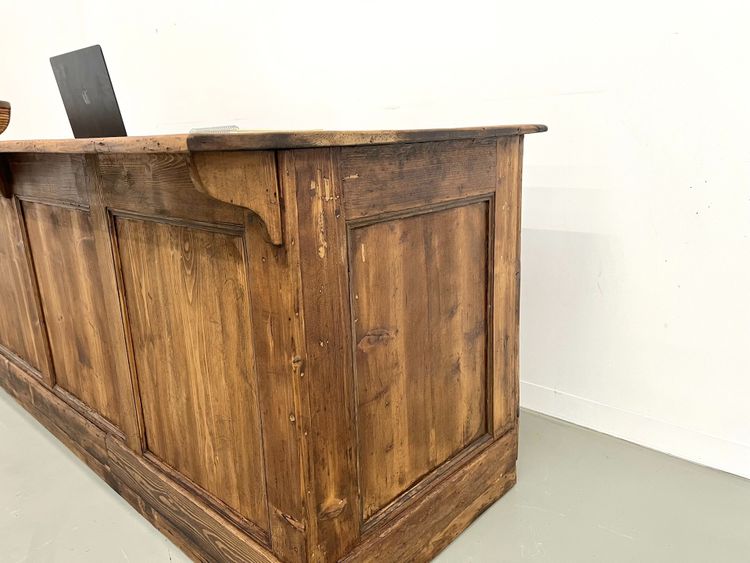 Large old trading counter in solid pine