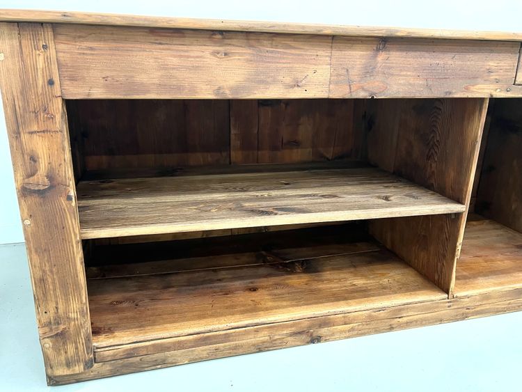 Large old trading counter in solid pine