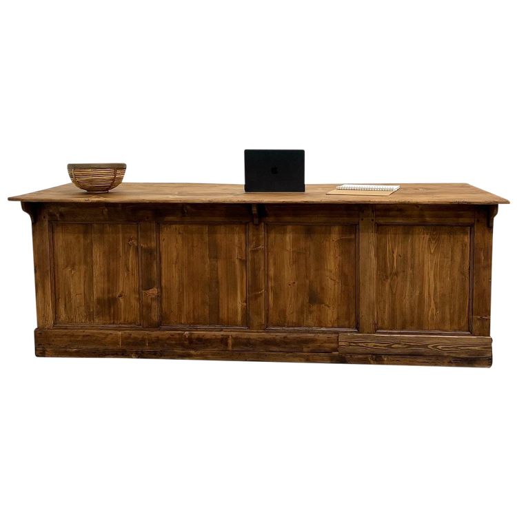 Large old trading counter in solid pine