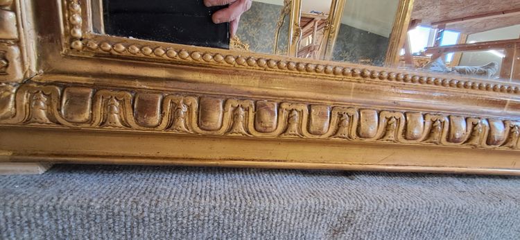 19th century mirror with pediment 163 x 84/91