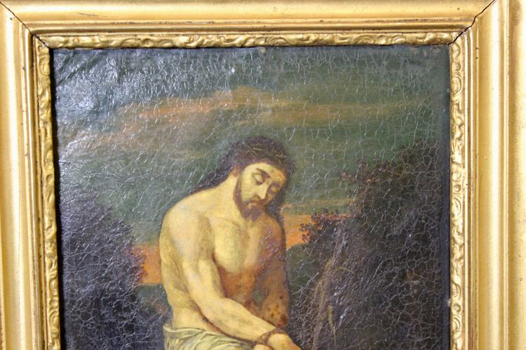 Oil on Copper Christ with Reed End of 17th Century