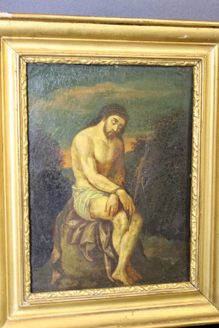 Oil on Copper Christ with Reed End of 17th Century