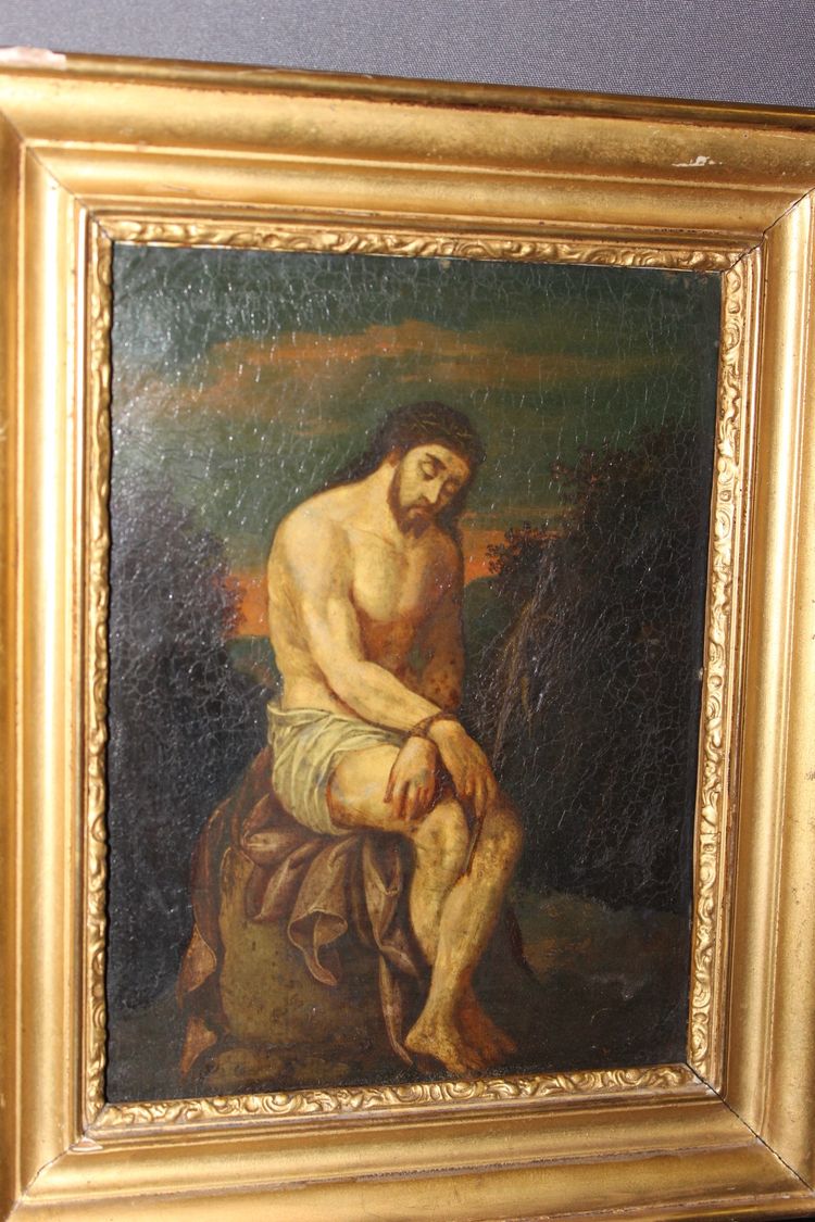 Oil on Copper Christ with Reed End of 17th Century