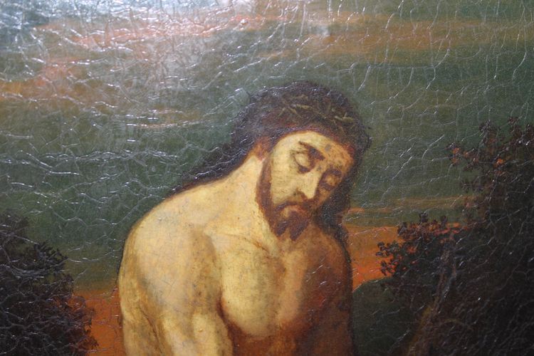 Oil on Copper Christ with Reed End of 17th Century