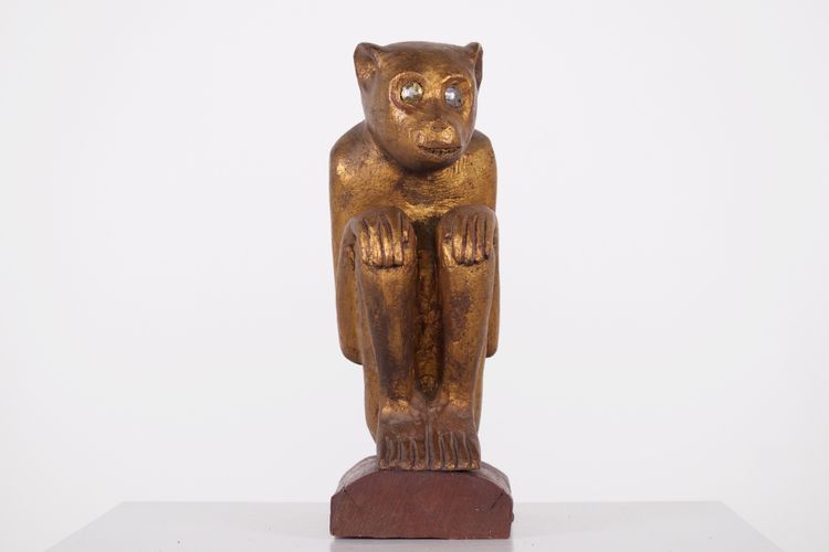 Ritual monkey figure in gilded wood