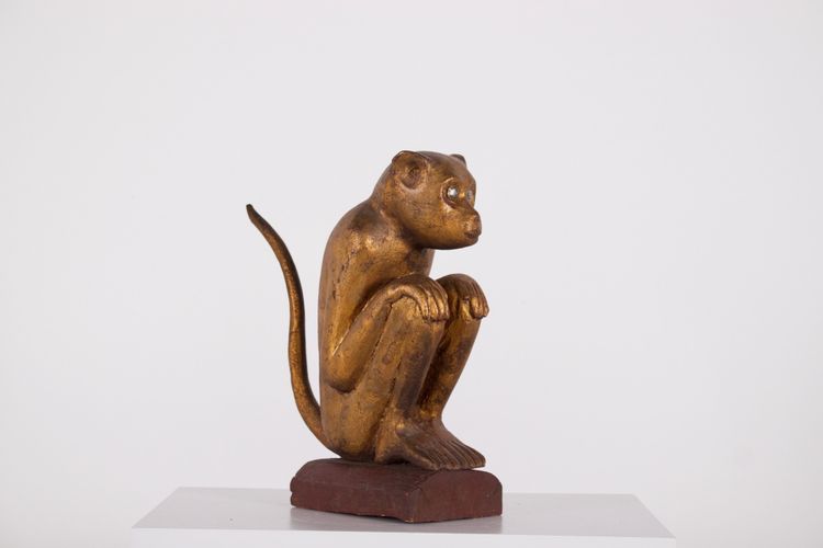 Ritual monkey figure in gilded wood