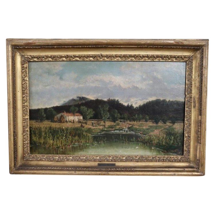 Italian Artist, Landscape, Oil Painting on Canvas, Mid-19th Century