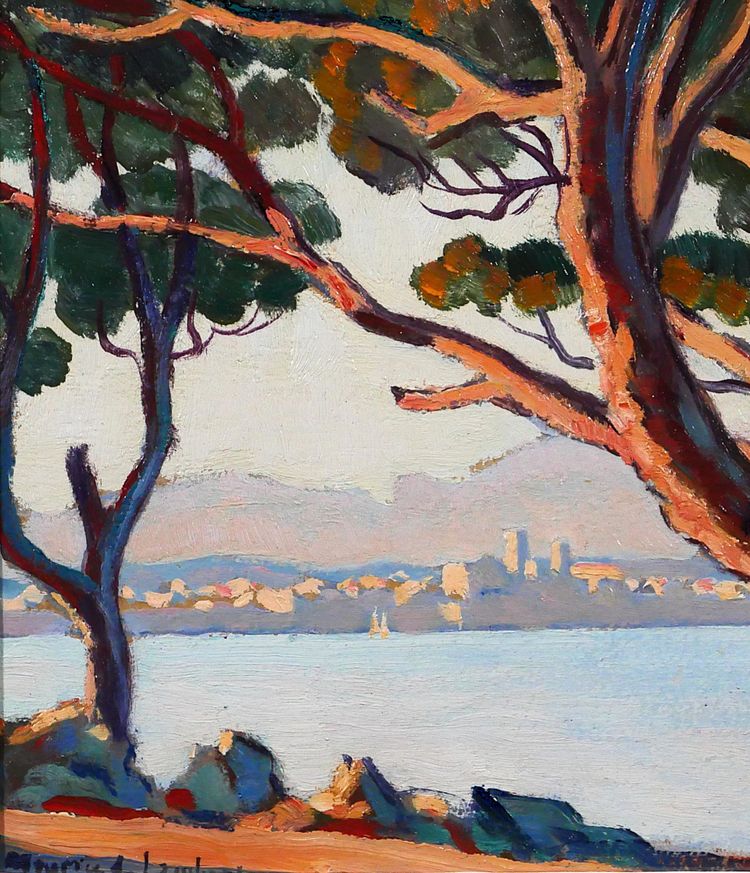 Maurice de Lambert 1873-1953 Antibes, landscape from the Cape, painting, circa 1920