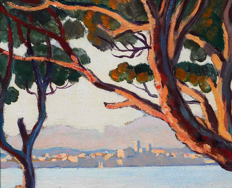 Maurice de Lambert 1873-1953 Antibes, landscape from the Cape, painting, circa 1920