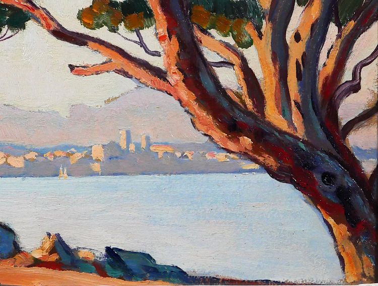 Maurice de Lambert 1873-1953 Antibes, landscape from the Cape, painting, circa 1920