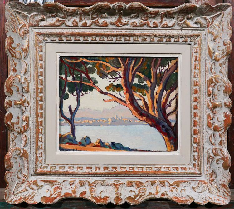 Maurice de Lambert 1873-1953 Antibes, landscape from the Cape, painting, circa 1920