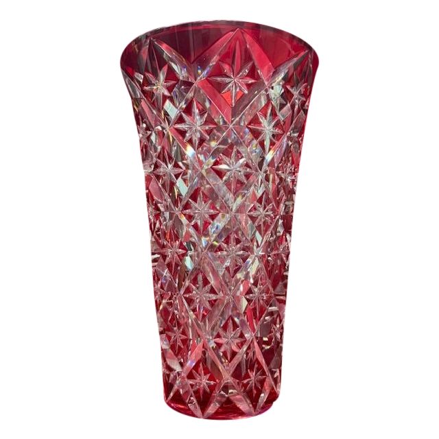 Imposing red-lined crystal vase from the SAINT LOUIS crystal works