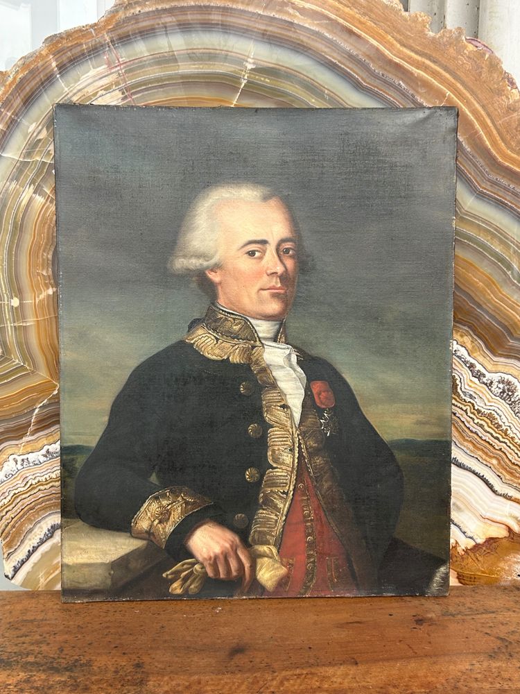 Portrait Du Général Du Teil De Beaumont (1722-1794) Oil on Canvas Late 18th or early 19th century