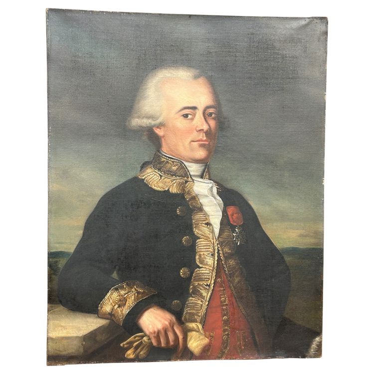 Portrait Du Général Du Teil De Beaumont (1722-1794) Oil on Canvas Late 18th or early 19th century