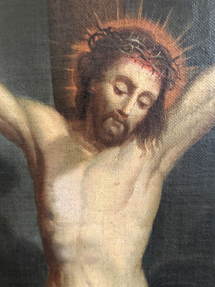 Large 18th century painting, Christ on the cross