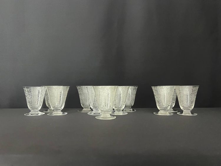 12 White Baccarat Crystal Wine Glasses, Michelangelo "michel Ange" Model