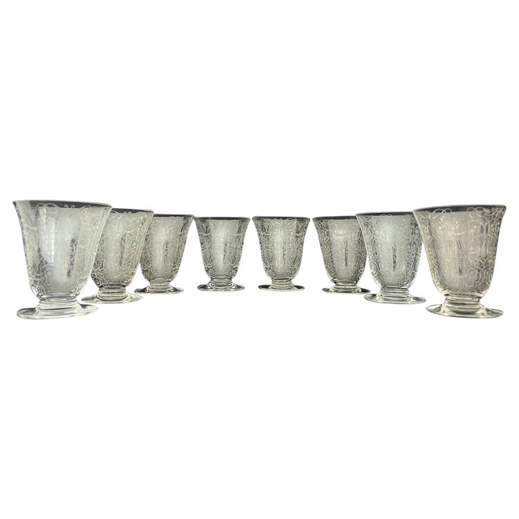 8 Baccarat Crystal Water Glasses, Michelangelo "michel Ange" Model