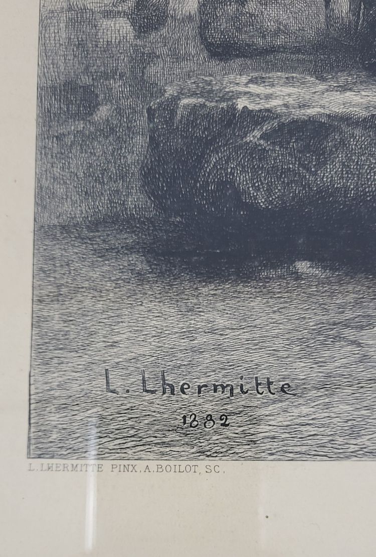 Engraving "La Paie des moissonneurs" Léon LHERMITTE (1844-1925)