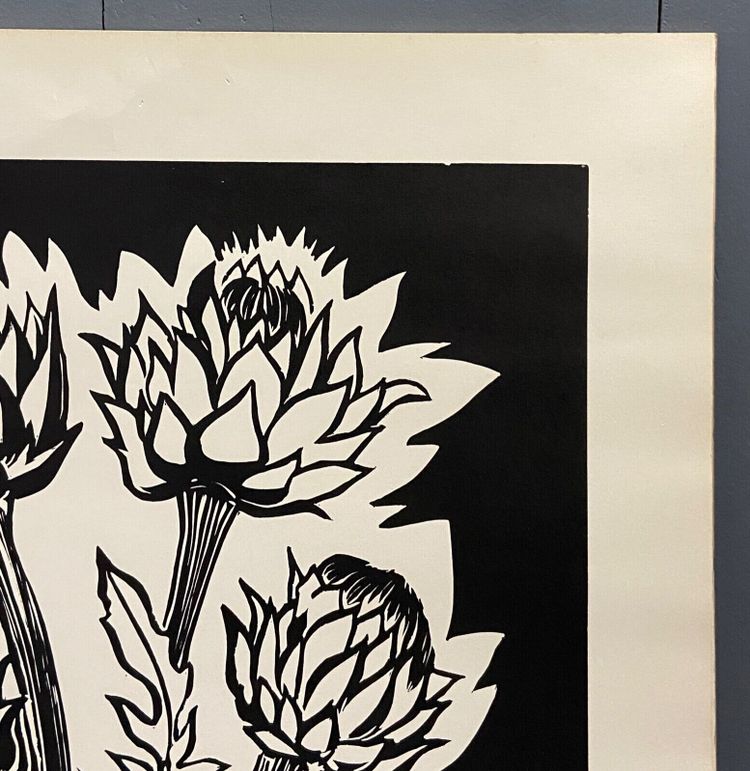 Lithographie contresignée Laure Malclès Masereel bouquet d'artichauts 1974