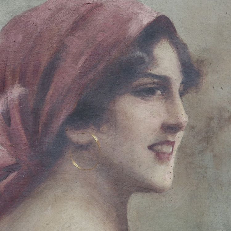 Ancient painting G. Maresca portrait of a woman