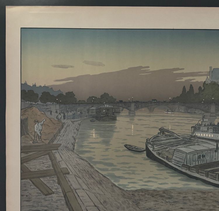 Lithographie par Henri Rivière Le Pont des Saints-Pères et Le Louvre