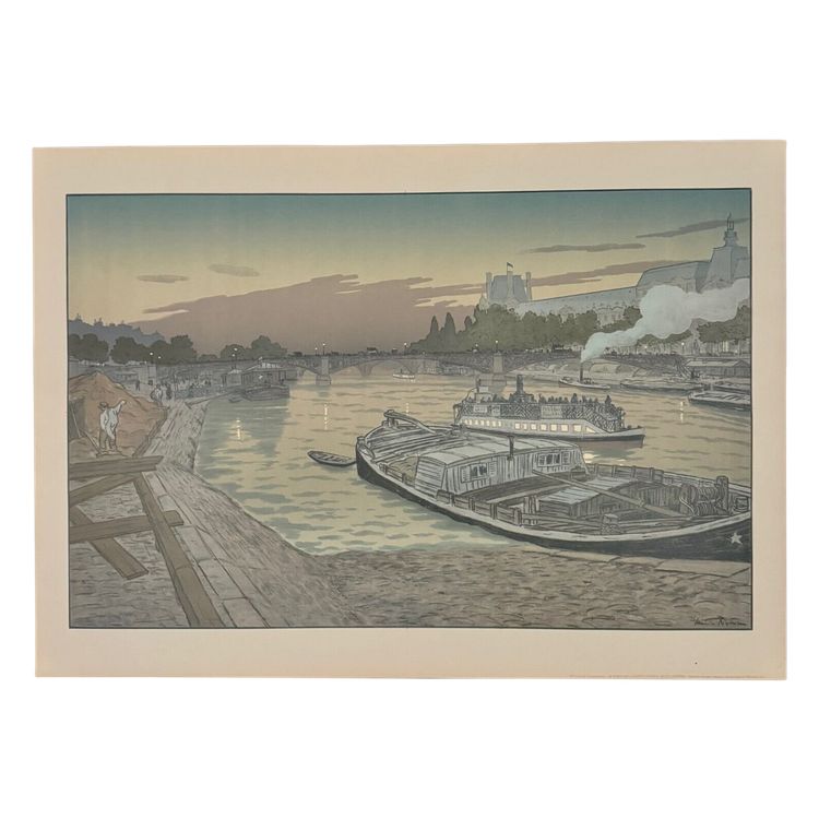 Lithographie par Henri Rivière Le Pont des Saints-Pères et Le Louvre