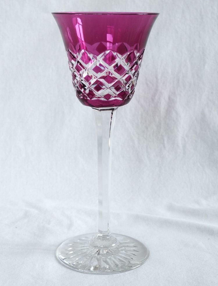 Service de 6 verres à vin du Rhin en cristal de Baccarat, modèle Burgos - 19,5cm