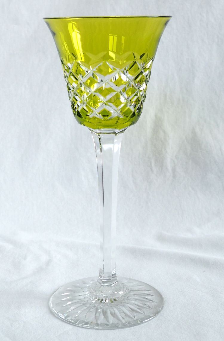 Service de 6 verres à vin du Rhin en cristal de Baccarat, modèle Burgos - 19,5cm