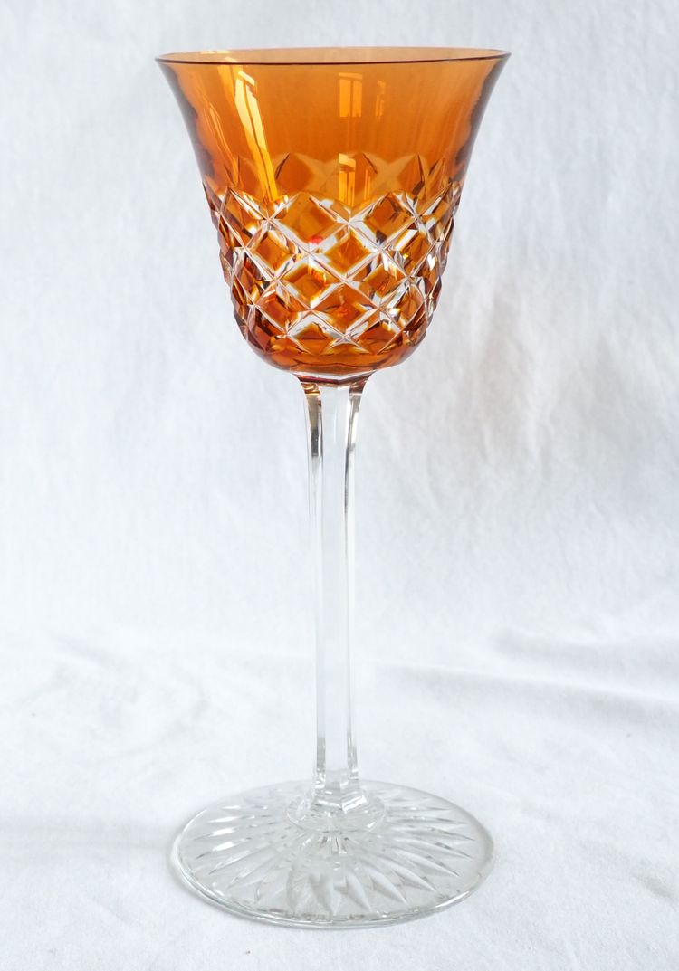 Service de 6 verres à vin du Rhin en cristal de Baccarat, modèle Burgos - 19,5cm