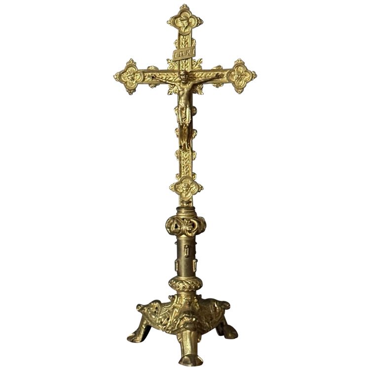 Crucifix en bronze doré XIXe Napoléon III