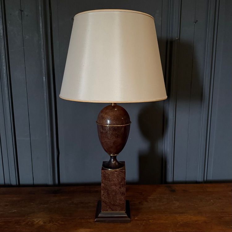 Lampe mit Marmoreffekt und Lampenschirm 1980 auf Duschfuß