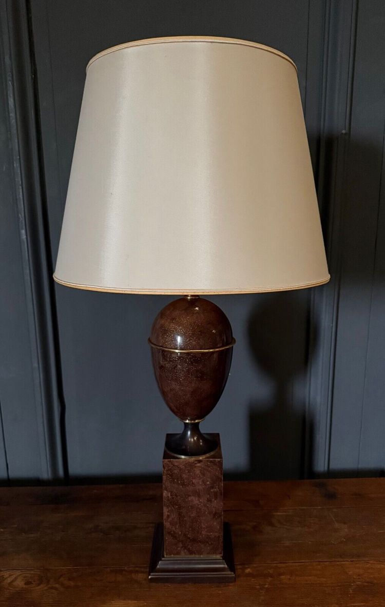 Lampe mit Marmoreffekt und Lampenschirm 1980 auf Duschfuß