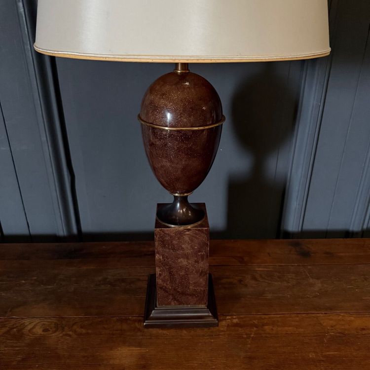 Lampe mit Marmoreffekt und Lampenschirm 1980 auf Duschfuß