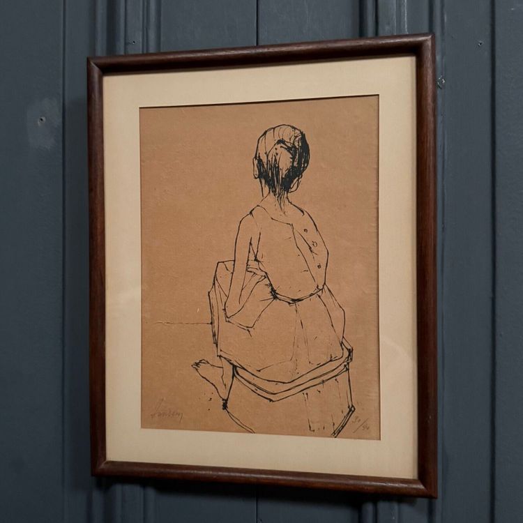 Lithographie contresignée par Jansem 30/40 femme de dos XXe