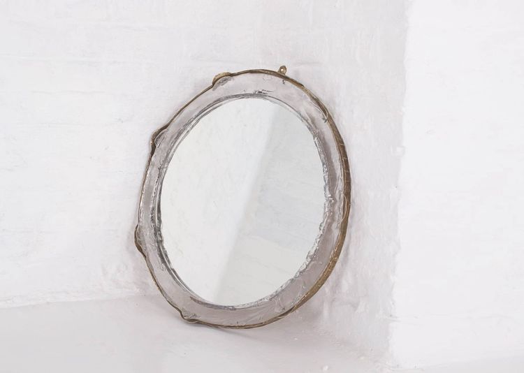 Miroir en bronze et cristal par Lothar Klute.