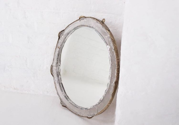 Miroir en bronze et cristal par Lothar Klute.