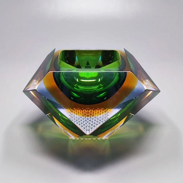 1960s Gorgeous Green Ashtray or Catchall by Flavio Poli for Seguso. Made in Italy