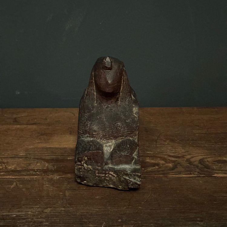 Studio plaster by Charles Filleul depicting a young boy on a wooden base