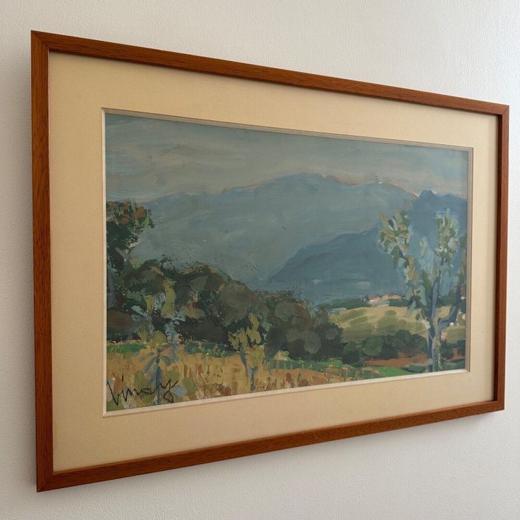 Aquarelle sur papier par Jean Vinay L'Isère paysage de montagne