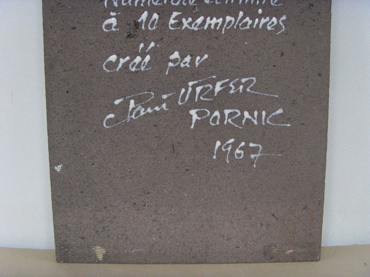 Plaque émaillée signée et numérotée de Pauf Urfer, céramiste d'art 