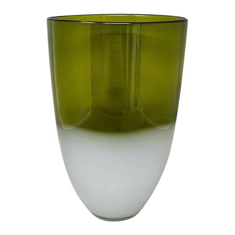 1970s Exquisited Handcrafted Green Vase by Michielotto in Murano Glass.